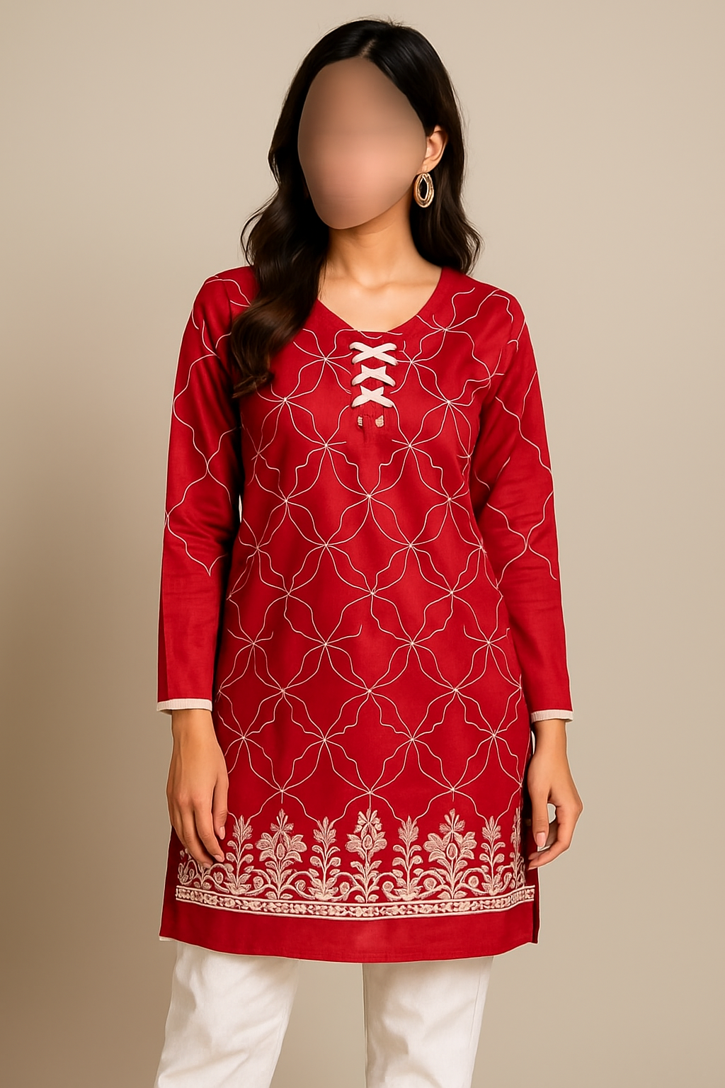 Embroidered Classic Kurti For Women